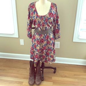 Lucky Brand Floral print dress with tiered skirt